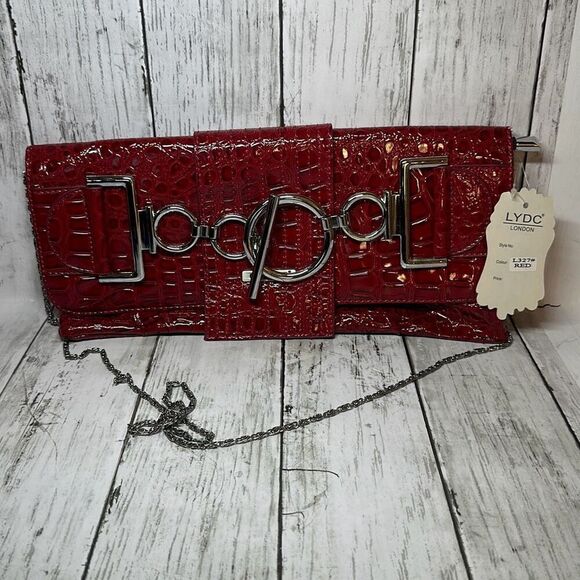 LYDC London Red Faux Leather Crossbody Handbag Purse Pocket Book DEFECTS - Picture 1 of 10